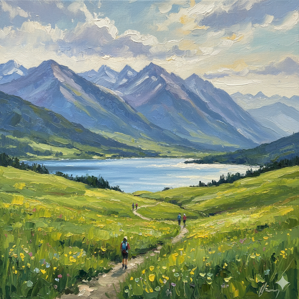 Mountain Lake Landscape - AI Generated Art